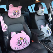 Nauja animacinių filmų galvos atramos pagalvė Miela automobilio Luna Cat Galva Pliušinė kaklo pagalvė Automobilinės sėdynės galvos atramos pagalvėlė Kawaii Automobilių priedai mergaitėms