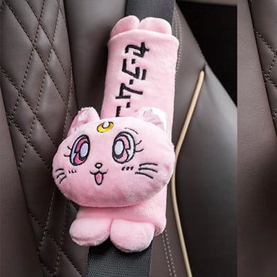 Nauja animacinių filmų galvos atramos pagalvė Miela automobilio Luna Cat Galva Pliušinė kaklo pagalvė Automobilinės sėdynės galvos atramos pagalvėlė Kawaii Automobilių priedai mergaitėms