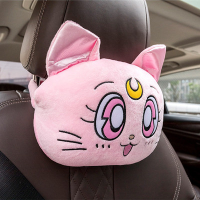 Nauja animacinių filmų galvos atramos pagalvė Miela automobilio Luna Cat Galva Pliušinė kaklo pagalvė Automobilinės sėdynės galvos atramos pagalvėlė Kawaii Automobilių priedai mergaitėms