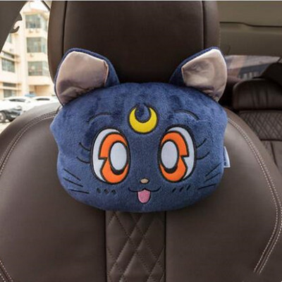 Nauja animacinių filmų galvos atramos pagalvė Miela automobilio Luna Cat Galva Pliušinė kaklo pagalvė Automobilinės sėdynės galvos atramos pagalvėlė Kawaii Automobilių priedai mergaitėms