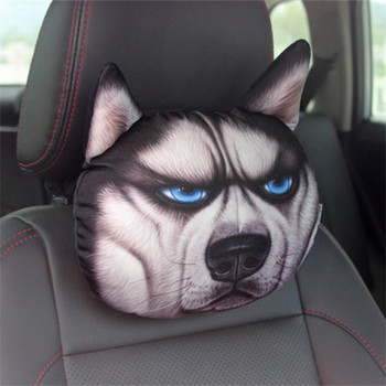 Creative 3D Printed Cat Dog Pets Πρόσωπο Προσκέφαλο αυτοκινήτου Προμήθειες Στήριξης λαιμού αυτοκινήτου Θήκη μαξιλαριού ασφαλείας λαιμού χωρίς γέμιση