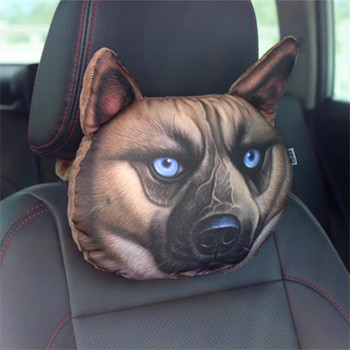 Creative 3D Printed Cat Dog Pets Πρόσωπο Προσκέφαλο αυτοκινήτου Προμήθειες Στήριξης λαιμού αυτοκινήτου Θήκη μαξιλαριού ασφαλείας λαιμού χωρίς γέμιση