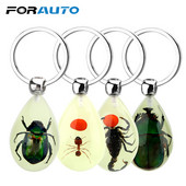 FORAUTO Breloc pentru mașină cu insecte luminoase Breloc creativ, chihlimbar artificial, scorpion, furnică, breloc chihlimbar, pandantiv pentru portofel