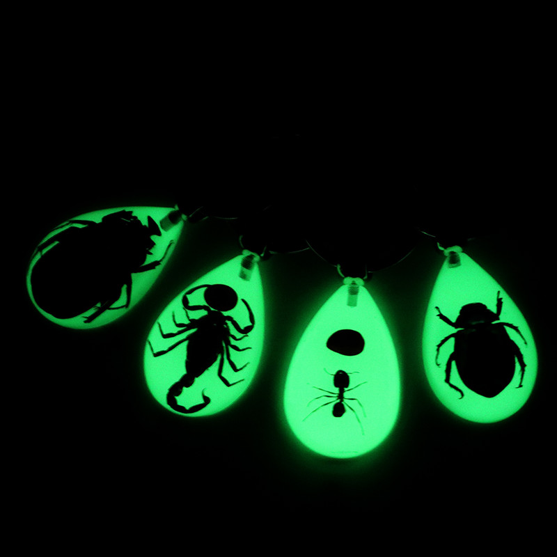FORAUTO Breloc pentru mașină cu insecte luminoase Breloc creativ, chihlimbar artificial, scorpion, furnică, breloc chihlimbar, pandantiv pentru portofel