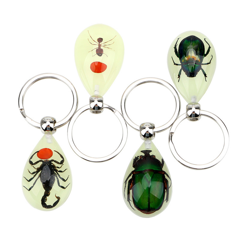 FORAUTO Breloc pentru mașină cu insecte luminoase Breloc creativ, chihlimbar artificial, scorpion, furnică, breloc chihlimbar, pandantiv pentru portofel