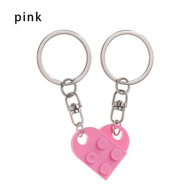 2 bucăți drăguț inimă bloc de construcție brelocuri cupluri prietenie dragoste inimă cărămidă breloc pandantiv mașină accesorii de interior auto