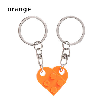 2 bucăți drăguț inimă bloc de construcție brelocuri cupluri prietenie dragoste inimă cărămidă breloc pandantiv mașină accesorii de interior auto