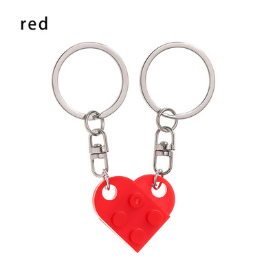 2 bucăți drăguț inimă bloc de construcție brelocuri cupluri prietenie dragoste inimă cărămidă breloc pandantiv mașină accesorii de interior auto