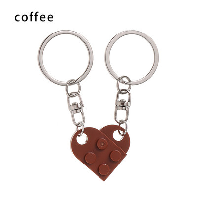 2 bucăți drăguț inimă bloc de construcție brelocuri cupluri prietenie dragoste inimă cărămidă breloc pandantiv mașină accesorii de interior auto