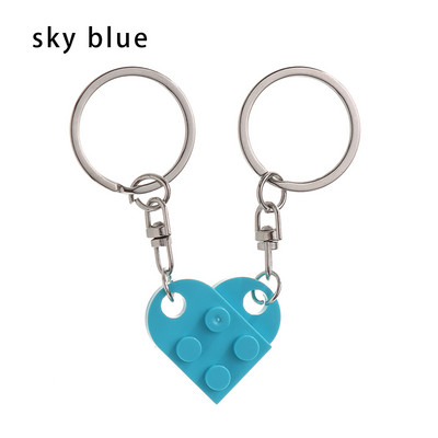 2 bucăți drăguț inimă bloc de construcție brelocuri cupluri prietenie dragoste inimă cărămidă breloc pandantiv mașină accesorii de interior auto