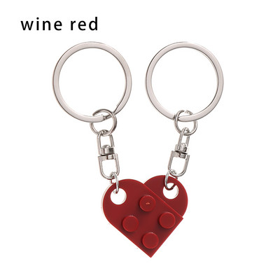 2 bucăți drăguț inimă bloc de construcție brelocuri cupluri prietenie dragoste inimă cărămidă breloc pandantiv mașină accesorii de interior auto