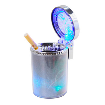 LED светлина Автомобилен пепелник Универсален пепелник от сплав Алуминиева чаша Бездимен автоматичен пепелник Огнеустойчив цигарен цилиндър Поставка за чаша