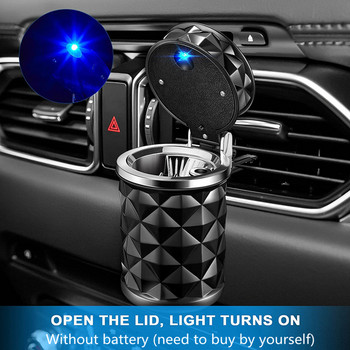 Преносим автомобилен пепелник с LED светлина Универсален пепелник от сплав Алуминиева чаша Бездимен автоматичен пепелник Огнезащитни автомобилни аксесоари