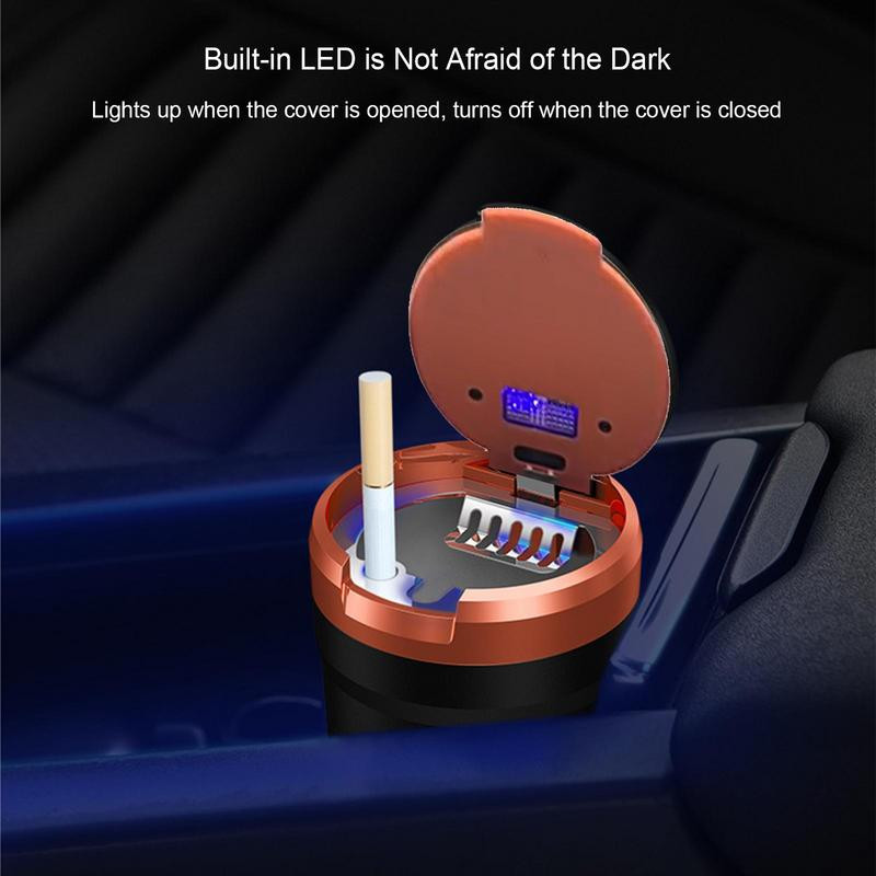 Mini scrumieră pentru mașină Scrumieră portabilă pentru mașină Siguranță cu lumină LED Multifuncțională autovehicul pentru țigară Scrumieră suport Decorare