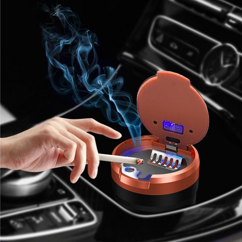 Mini scrumieră pentru mașină Scrumieră portabilă pentru mașină Siguranță cu lumină LED Multifuncțională autovehicul pentru țigară Scrumieră suport Decorare
