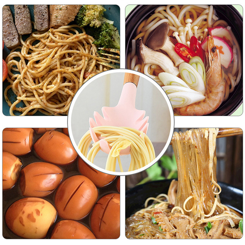 Silikoninis makaronų samtelis spagečių griebiamas šaukštas makaronų šakutė Makaronų patiekimo sietelis makaronų lizdas virtuvės letenų šaukštas šaukštas plieninis