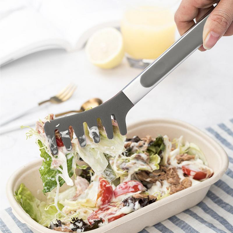 Silikoninės spagečių žnyplės Neslystančios nerūdijančio plieno makaronų spaustukas Virtuvėje Kepimo Grilis Įrankiai Priedai