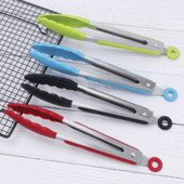 Virtuves knaibles Silikona neslīdošs gatavošanas skava BBQ salātu instrumenti Grils Virtuves piederumi Silikona pārtikas knaibles nerūsējošais tērauds