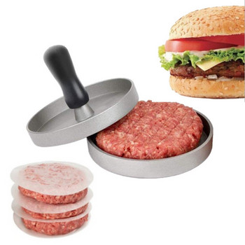 1 комплект висококачествена кръгла форма за хамбургер от алуминиева сплав за хамбургер, месо, говеждо барбекю, бургер, преса за месо, кухненска форма за храна