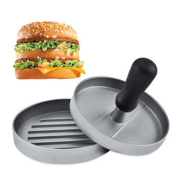 1 комплект висококачествена кръгла форма за хамбургер от алуминиева сплав за хамбургер, месо, говеждо барбекю, бургер, преса за месо, кухненска форма за храна