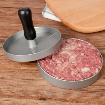 1 комплект висококачествена кръгла форма за хамбургер от алуминиева сплав за хамбургер, говеждо месо, барбекю, бургер, преса за месо, кухненска форма за храна