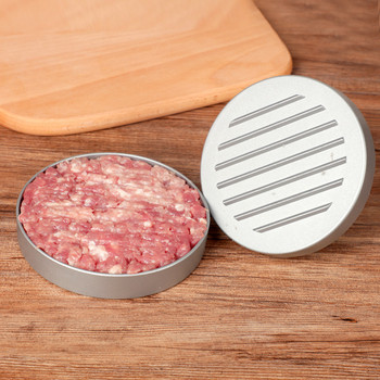 1 комплект висококачествена кръгла форма за хамбургер от алуминиева сплав за хамбургер, говеждо месо, барбекю, бургер, преса за месо, кухненска форма за храна