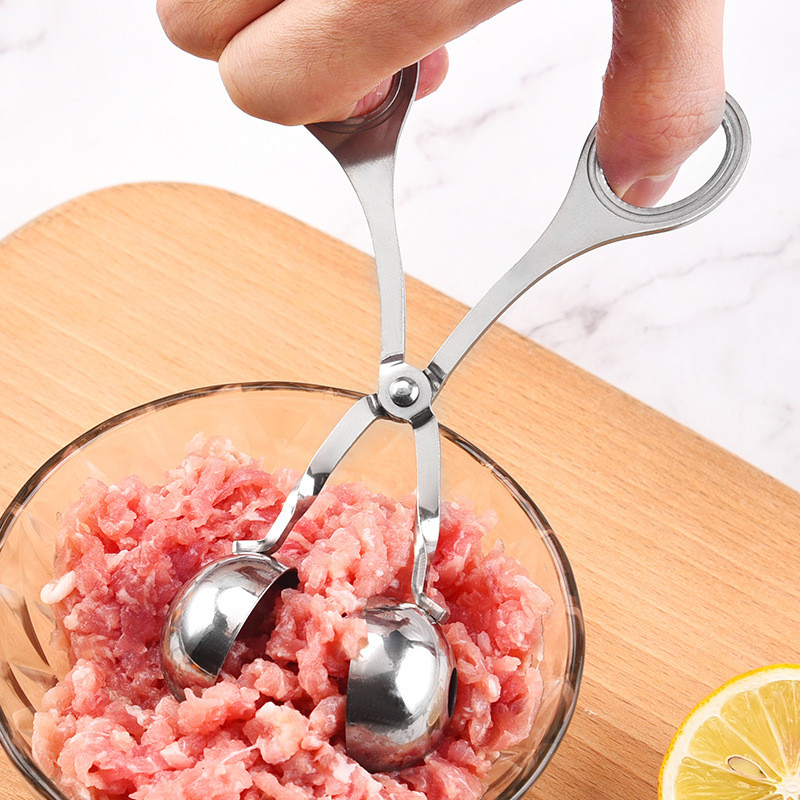 Lihapallide valmistaja tööriistaklamber kalapallide krevetipallide ümmargune riisijäätise palli lusikakujuline vormija roostevabast terasest köögividin