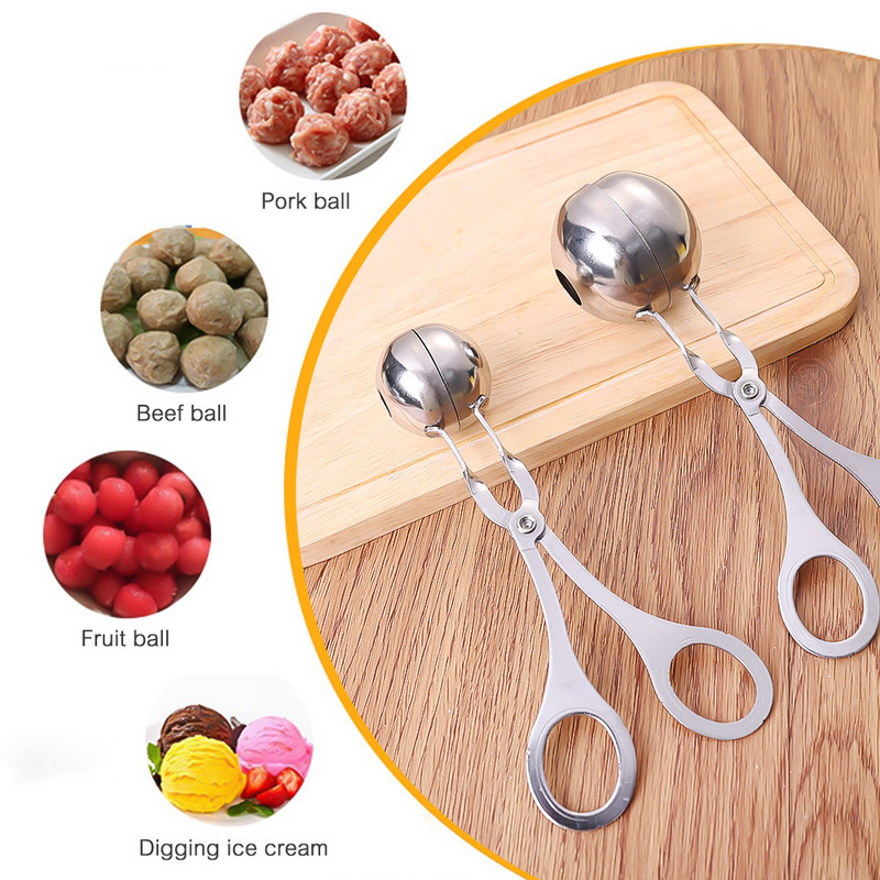 Lihapallide valmistaja tööriistaklamber kalapallide krevetipallide ümmargune riisijäätise palli lusikakujuline vormija roostevabast terasest köögividin