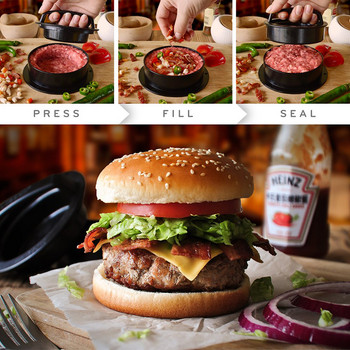 Кухненска преса за бургер с кръгла форма Food-Grade ABS Преса за хамбургер Преса за месо Beef Grill Преса за хамбургер Patty Maker Mold Инструмент за мухъл