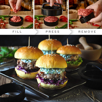 Кухненска преса за бургер с кръгла форма Food-Grade ABS Преса за хамбургер Преса за месо Beef Grill Преса за хамбургер Patty Maker Mold Инструмент за мухъл