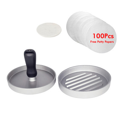 Aukštos kokybės apvalios formos mėsainis presas aliuminio lydinio mėsainis jautienos kepsninė Burger presas virtuvės maisto forma