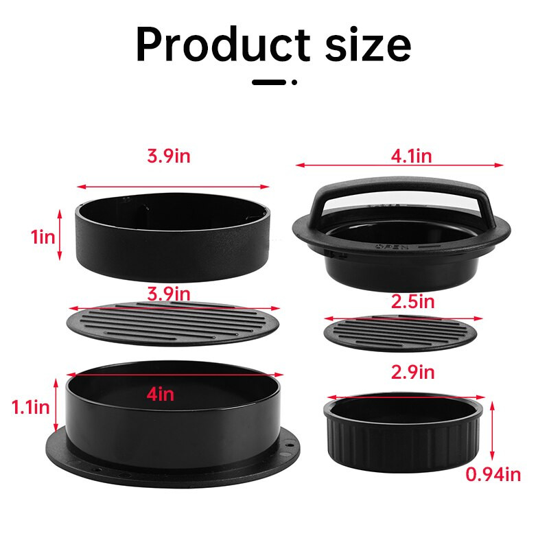 3 в 1 незалепваща форма за хамбургер с говеждо месо Основен инструмент за приготвяне на банички за хамбургер