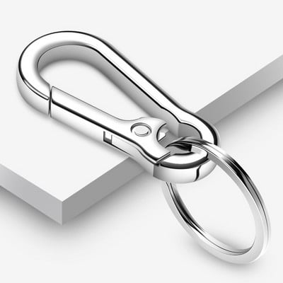 1PCS Durable Car Keychain One-Piece Molding Lightweight Material Stainless Steel Buckle Hook Outdoor Carabiner Shape Key Ring