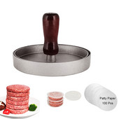 Aliuminio neprideganti mėsainių preso mėsainių kotletų gaminimo mašina su 100 vaško popierių, skirta BBQ griliui didmeninei prekybai