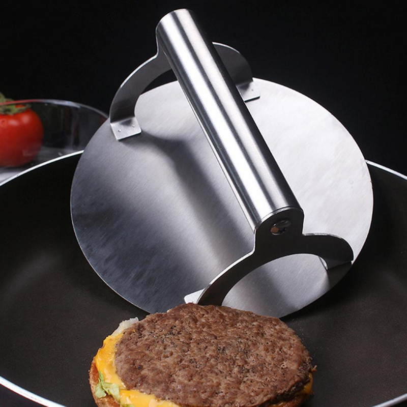 Profesionalus apvalios formos mėsainių presas nerūdijančio plieno smulkintuvas puikiai iškeptiems mėsainiams Pagrindiniai virtuvės grilio priedai