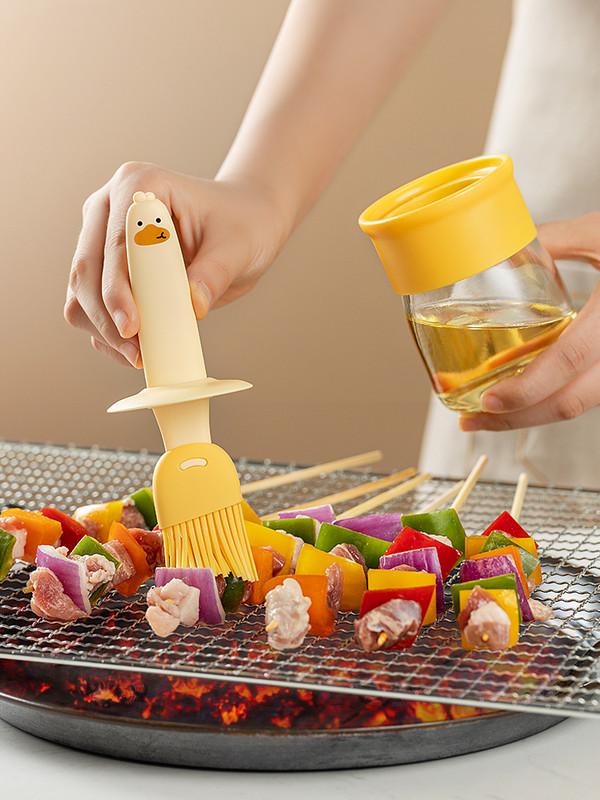 tik maisto kokybės silikono aliejaus šepetys su buteliukais, atsparus aukštai temperatūrai kepsninės šepetys aliejaus buteliuko prieskonių šepetėlis