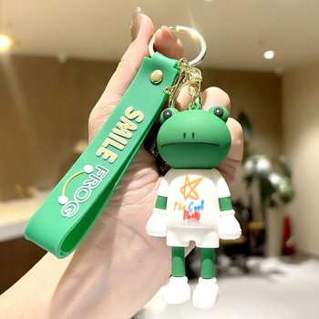 Κορεάτικο στιλ εξατομικευμένο χαμογελαστό πρόσωπο όρθιο Cool Frog Keychain Cartoon Ζώο Βάτραχος κούκλα Τσάντα Κρεμαστό μπρελόκ αυτοκινήτου