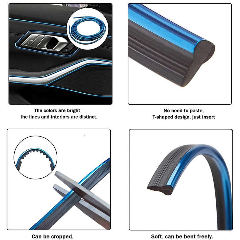 5M Umetak za umetak ruba armaturne ploče automobila Ukrasna letvica za interijer Umetnuta traka za dodatnu opremu za automobile sa strugačem