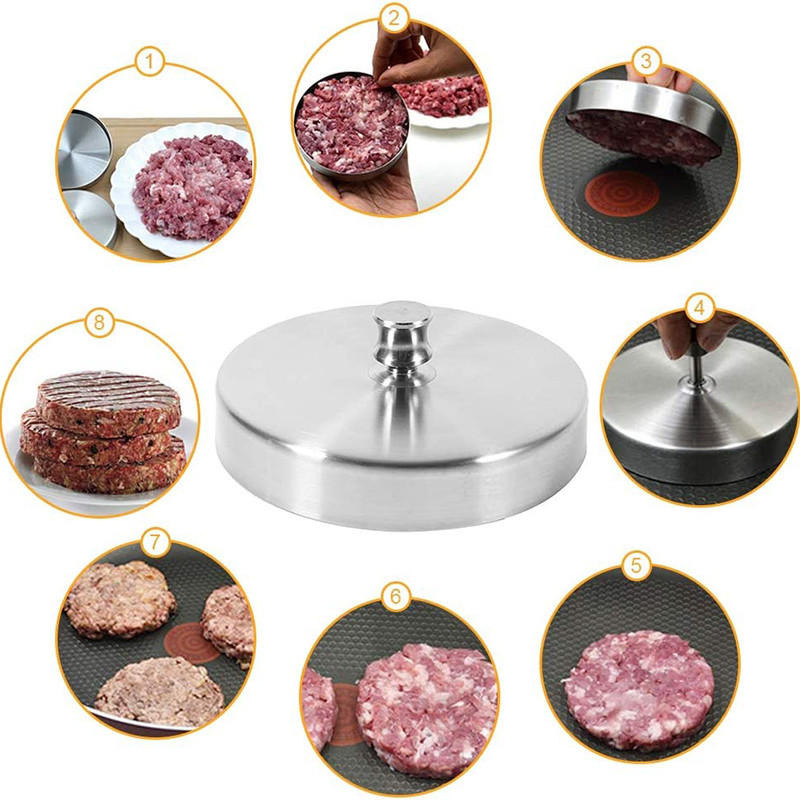 304 nerūdijančio plieno paplotėlių kepimo aparatas, reguliuojamas mėsainių mėsainių presas, nepridegančios formelės jautienos daržovių mėsainiams gaminti