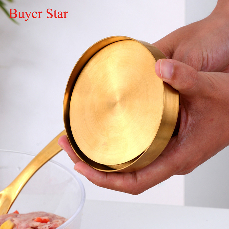 Auksinis nelipnus mėsainio presas, nerūdijančio plieno mėsainis, jautienos kepsninė, mėsainių presas, formelės Patty Mould-Maker virtuvės reikmenys