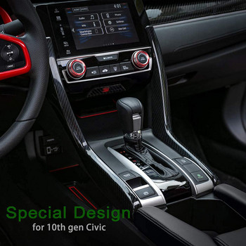 Εσωτερική κεντρική κονσόλα ταχυτήτων Διακοσμητικά αυτοκόλλητα για αξεσουάρ Honda Civic 10th Gen 2016 2017 2018 2019 2020 2021