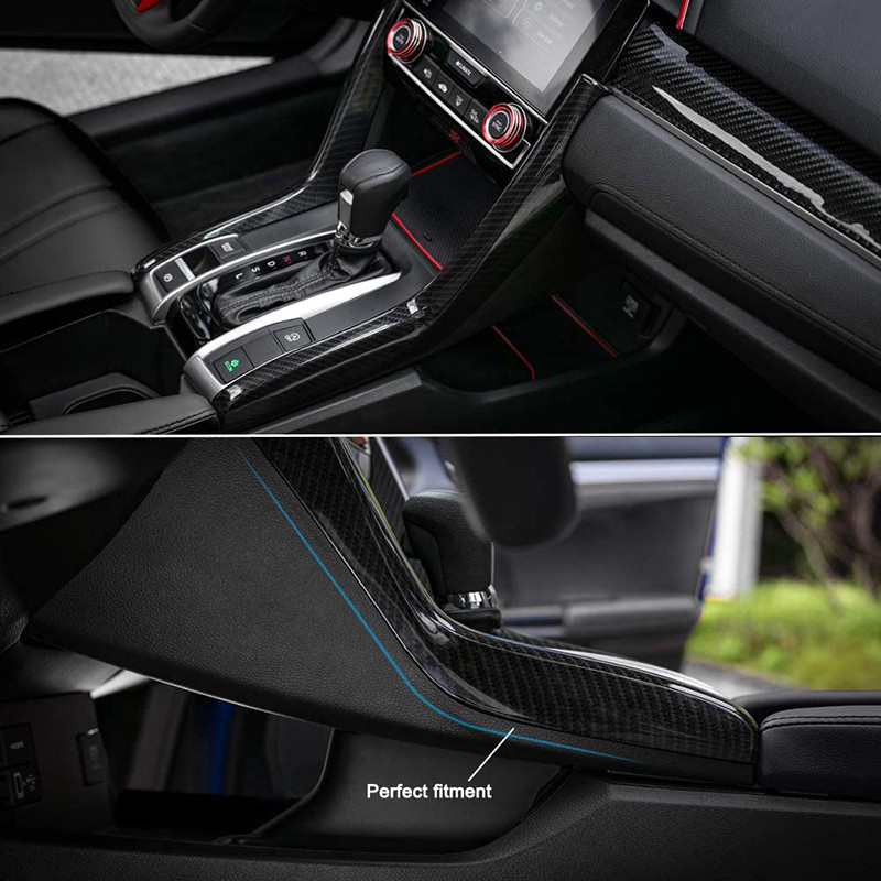 Interjööri keskkonsooli käigukasti kleebised Honda Civicu 10. põlvkonna tarvikutele 2016 2017 2018 2019 2020 2021