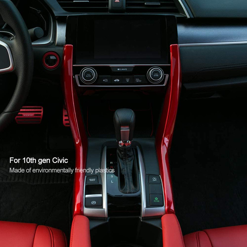 Interjööri keskkonsooli käigukasti kleebised Honda Civicu 10. põlvkonna tarvikutele 2016 2017 2018 2019 2020 2021
