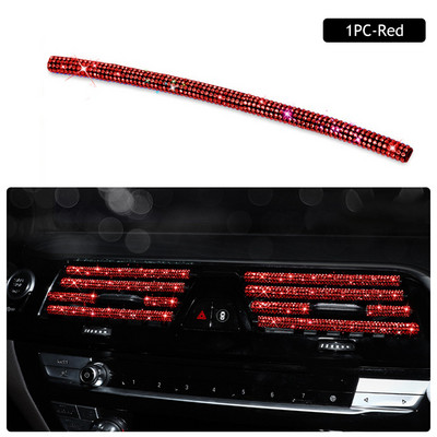 Dimanta auto gaisa kondicioniera izeja Dekoratīvās sloksnes Universālas U formas klipsis Rhinestones Režģa uzlīme Auto salona piederumi