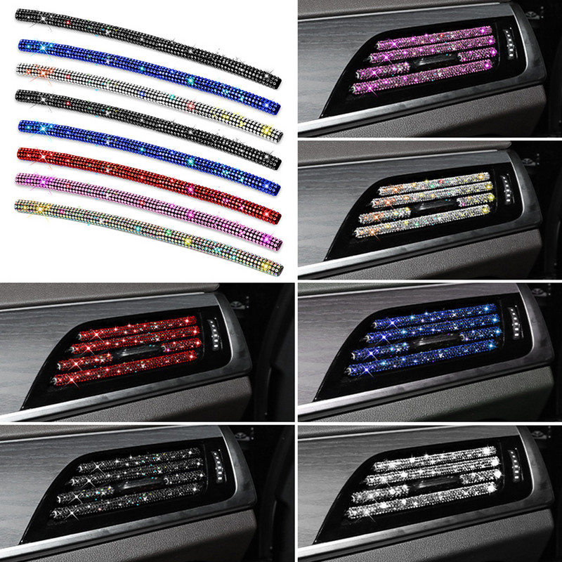 Teemantauto õhukonditsioneeri väljalaskeava Dekoratiivsed ribad Universaalne U-kujuline klamber, kivivõre kleebis Auto interjööri tarvikud