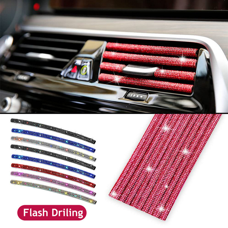 Teemantauto õhukonditsioneeri väljalaskeava Dekoratiivsed ribad Universaalne U-kujuline klamber, kivivõre kleebis Auto interjööri tarvikud