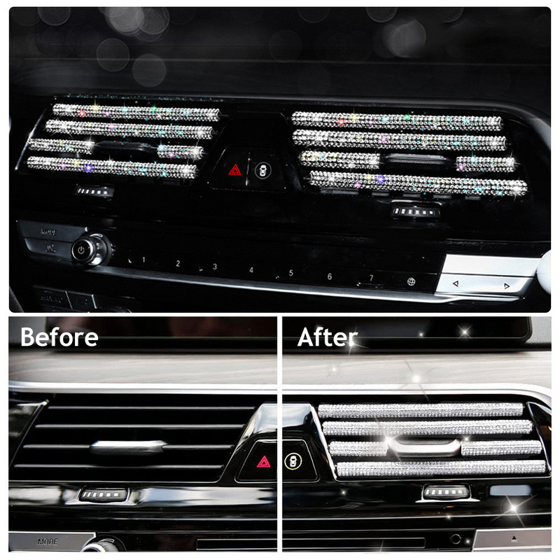 Teemantauto õhukonditsioneeri väljalaskeava Dekoratiivsed ribad Universaalne U-kujuline klamber, kivivõre kleebis Auto interjööri tarvikud