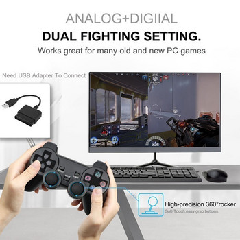 Ασύρματο Gamepad 2,4 GHz για αξεσουάρ SONY PS2 / PS1 με χειριστήριο Joystick PC 2 κινητήρων για κονσόλα PlayStation 2