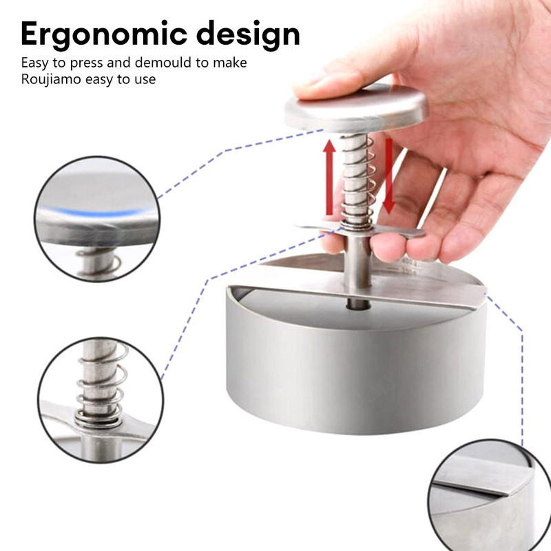 Hamburger Press Burger Patty Maker 304 nerūdijančio plieno kiaulienos jautienos mėsainiai rankinė preso forma, skirta ant grotelių kepti mėsos įrankiui