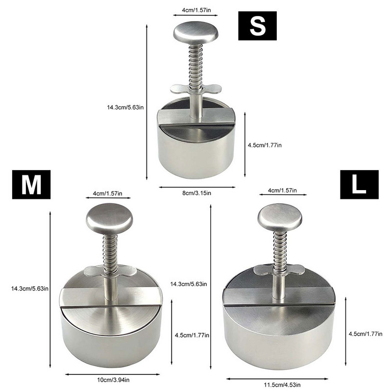Hamburger Press Burger Patty Maker 304 nerūdijančio plieno kiaulienos jautienos mėsainiai rankinė preso forma, skirta ant grotelių kepti mėsos įrankiui